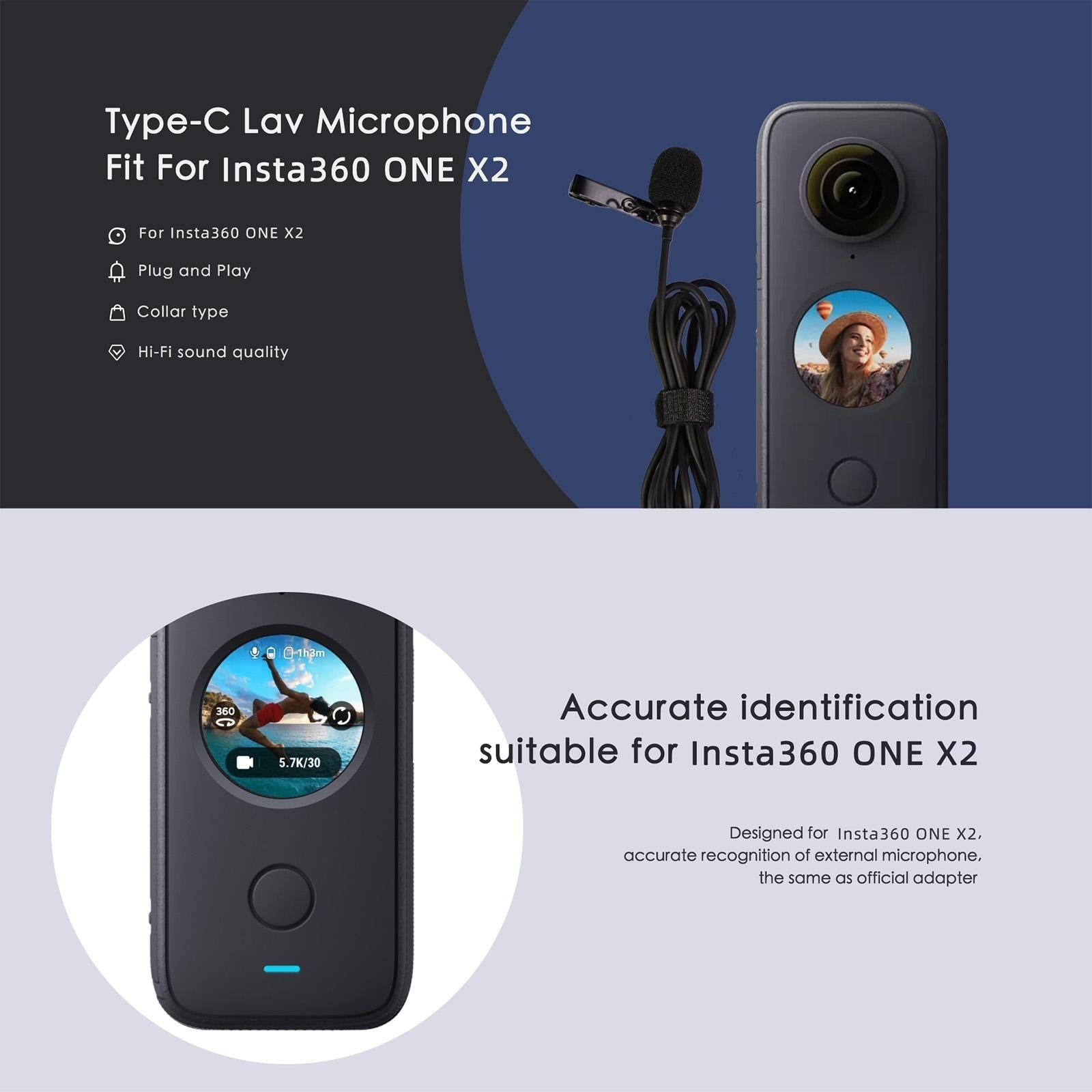 NNEIDS Insta360 One X2 Lavalier Clip Microphone