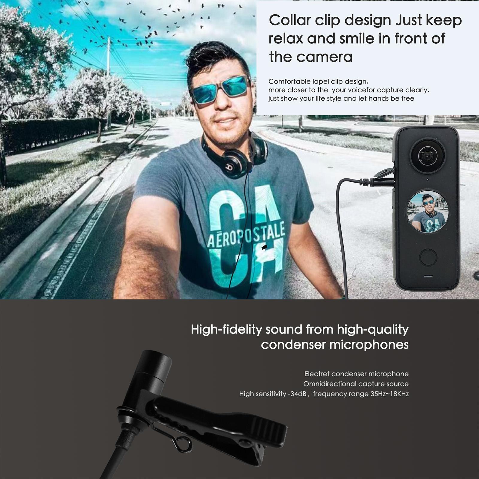 NNEIDS Insta360 One X2 Lavalier Clip Microphone
