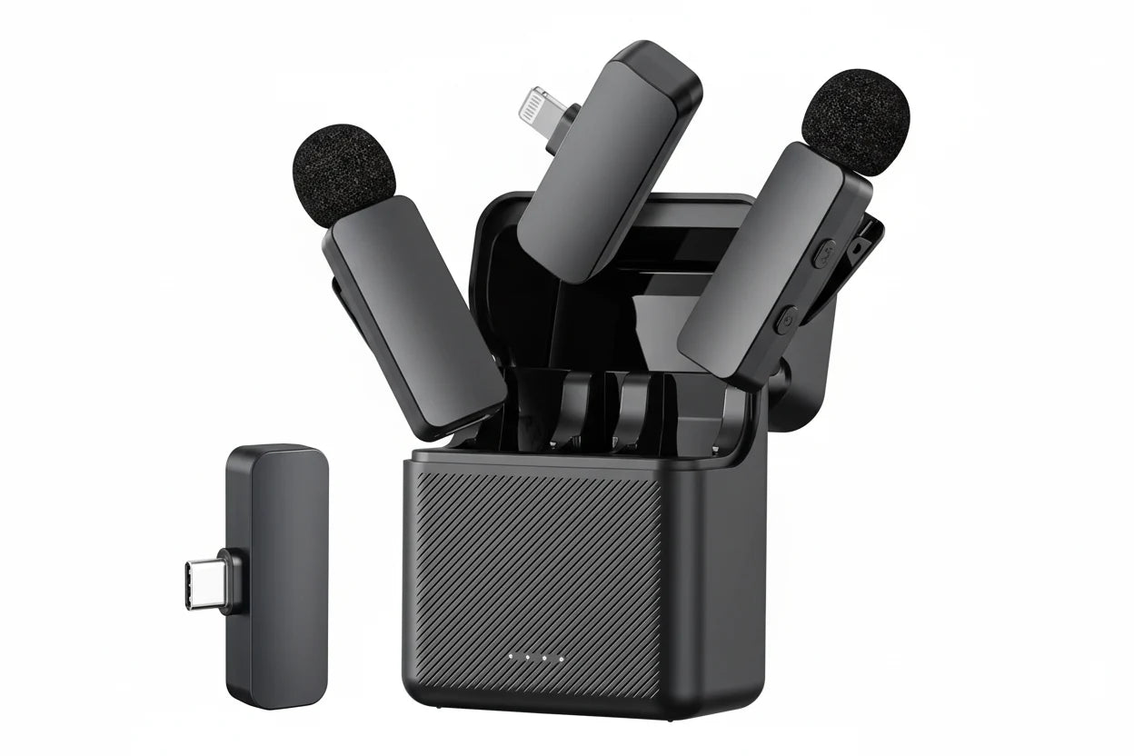 NNEOBA Wireless Lavalier Microphone Noise Cancelling Rechargeable